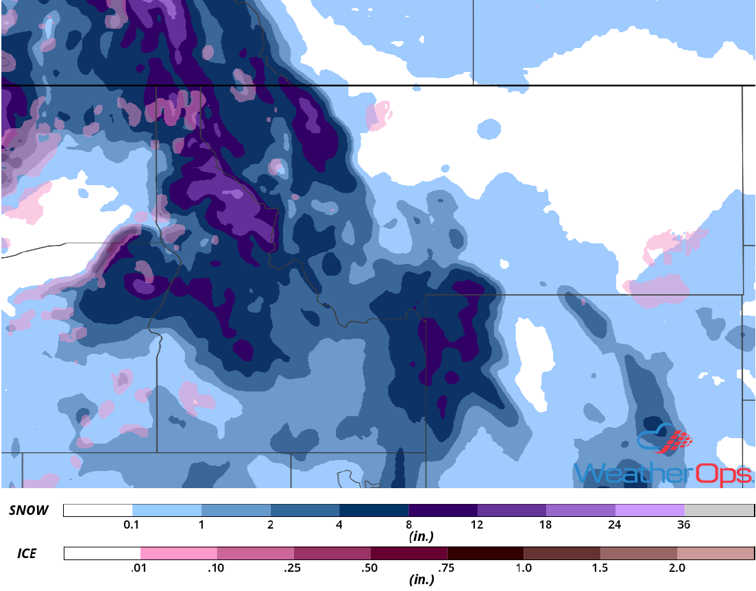 Snow Accumulation for December 11-12, 2018
