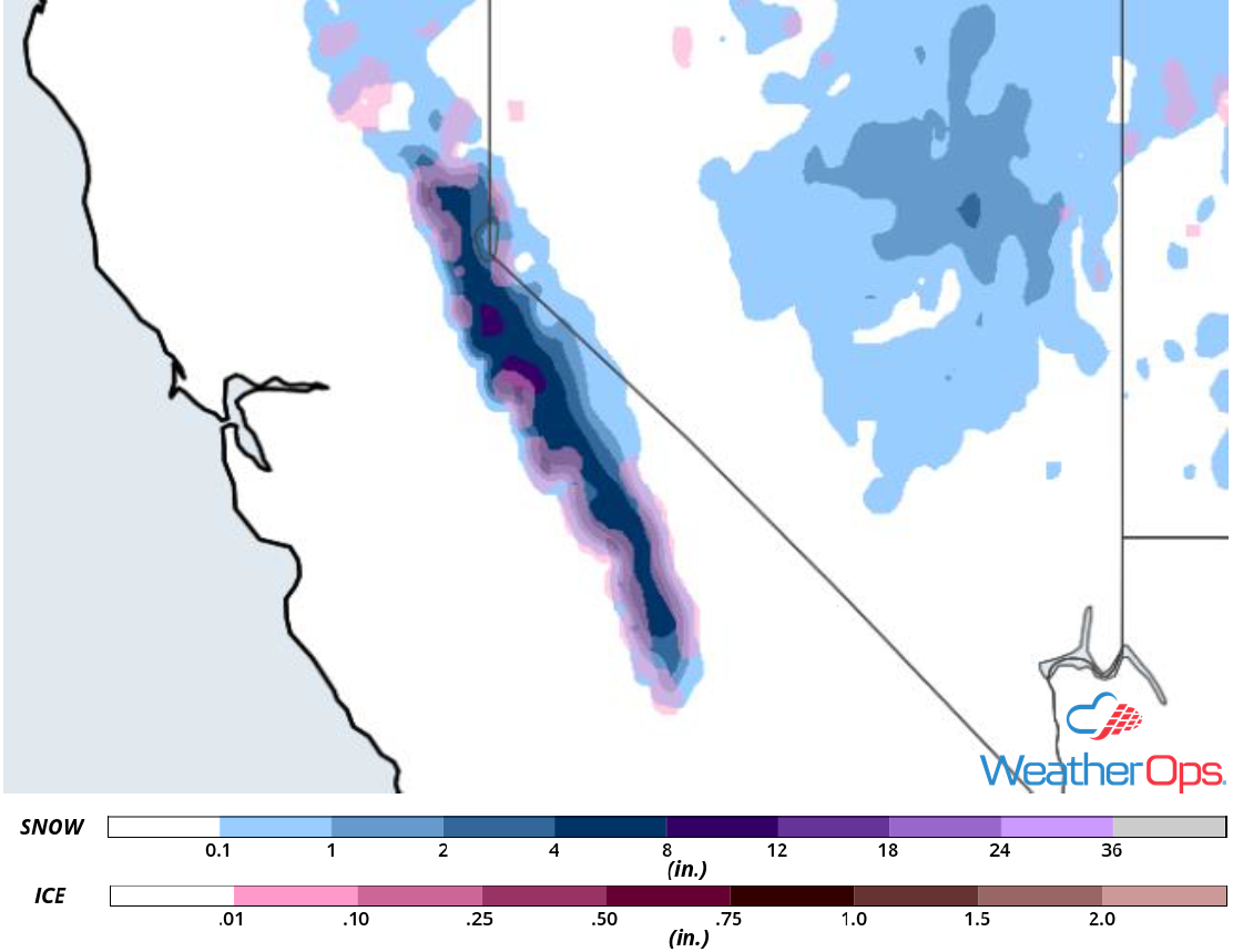 Snow Accumulation for Monday, December 17, 2018