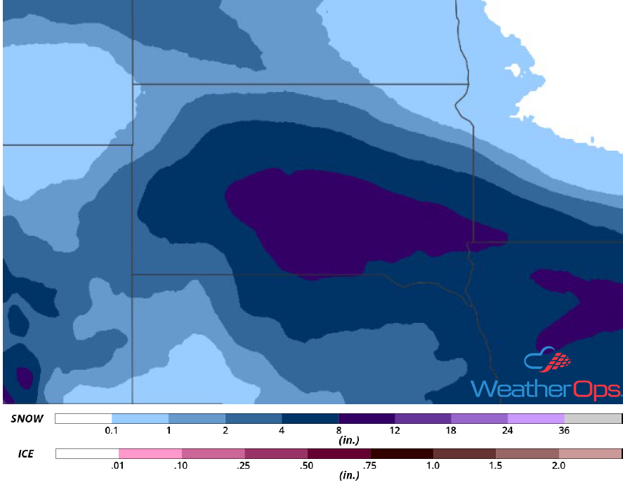 Snow Accumulation for January 17-18, 2019