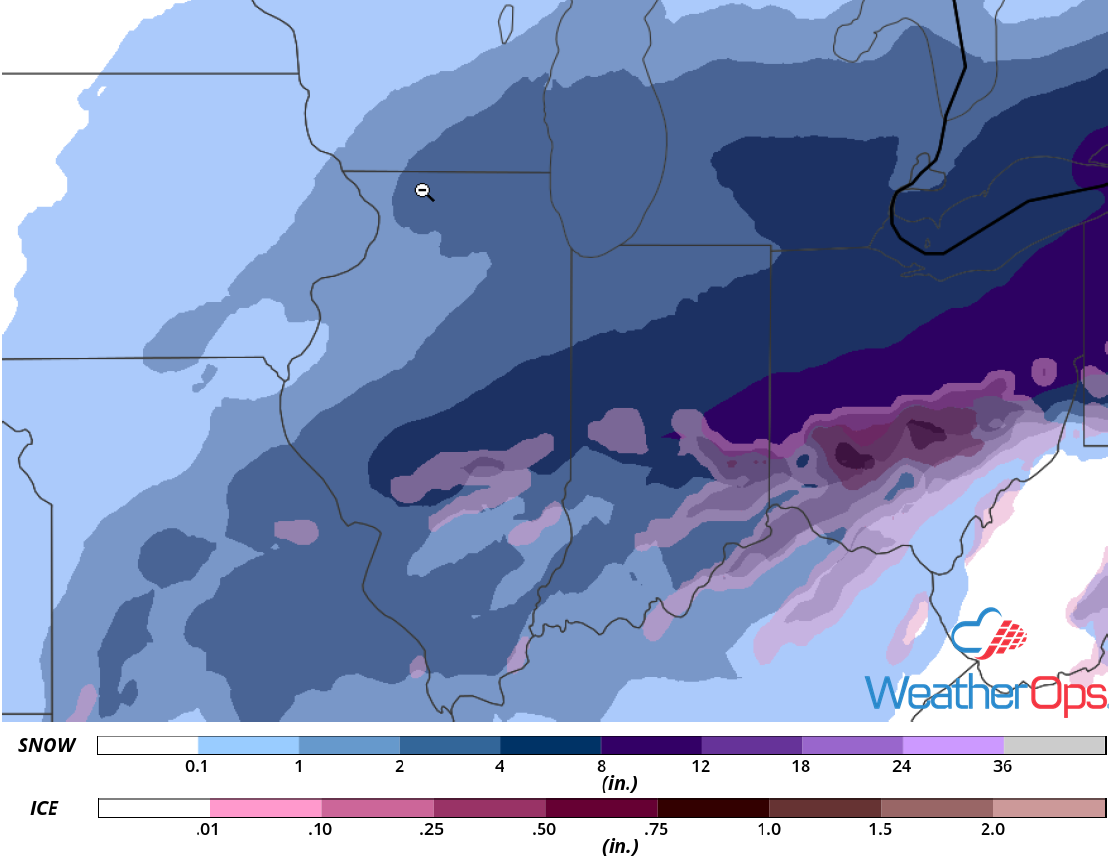 Snow Accumulation for Saturday, January 19, 2019