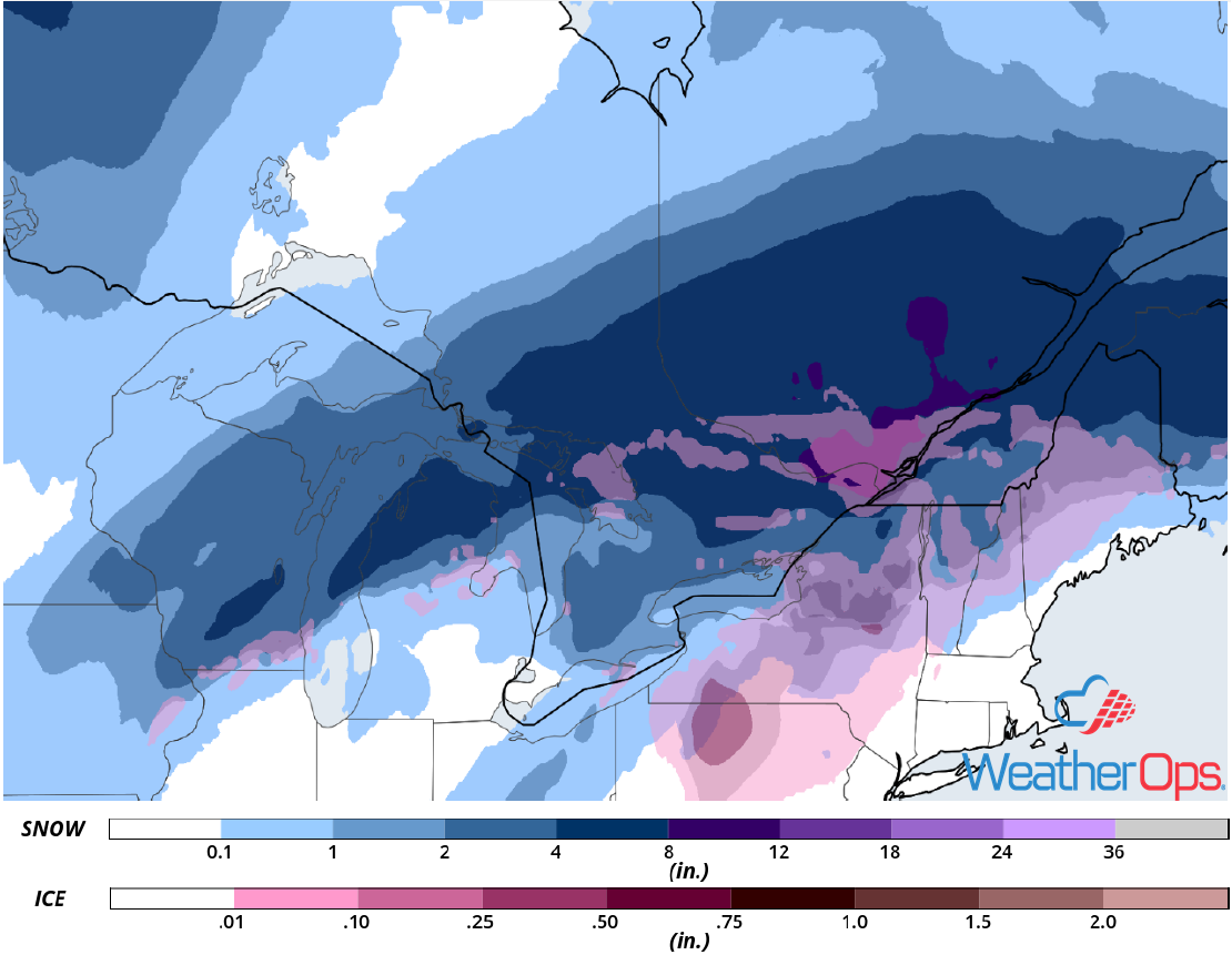Snow Accumulation for Wednesday, January 23, 2019
