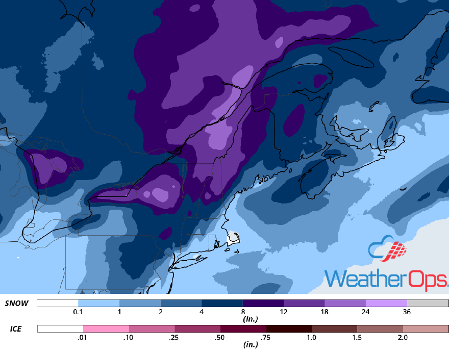 Snow Accumulation for January 29-30, 2018