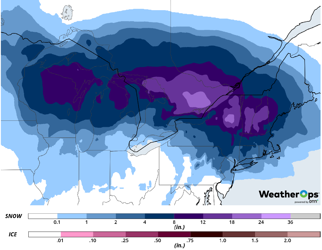 Snow Accumulation for Tuesday, February 12, 2019