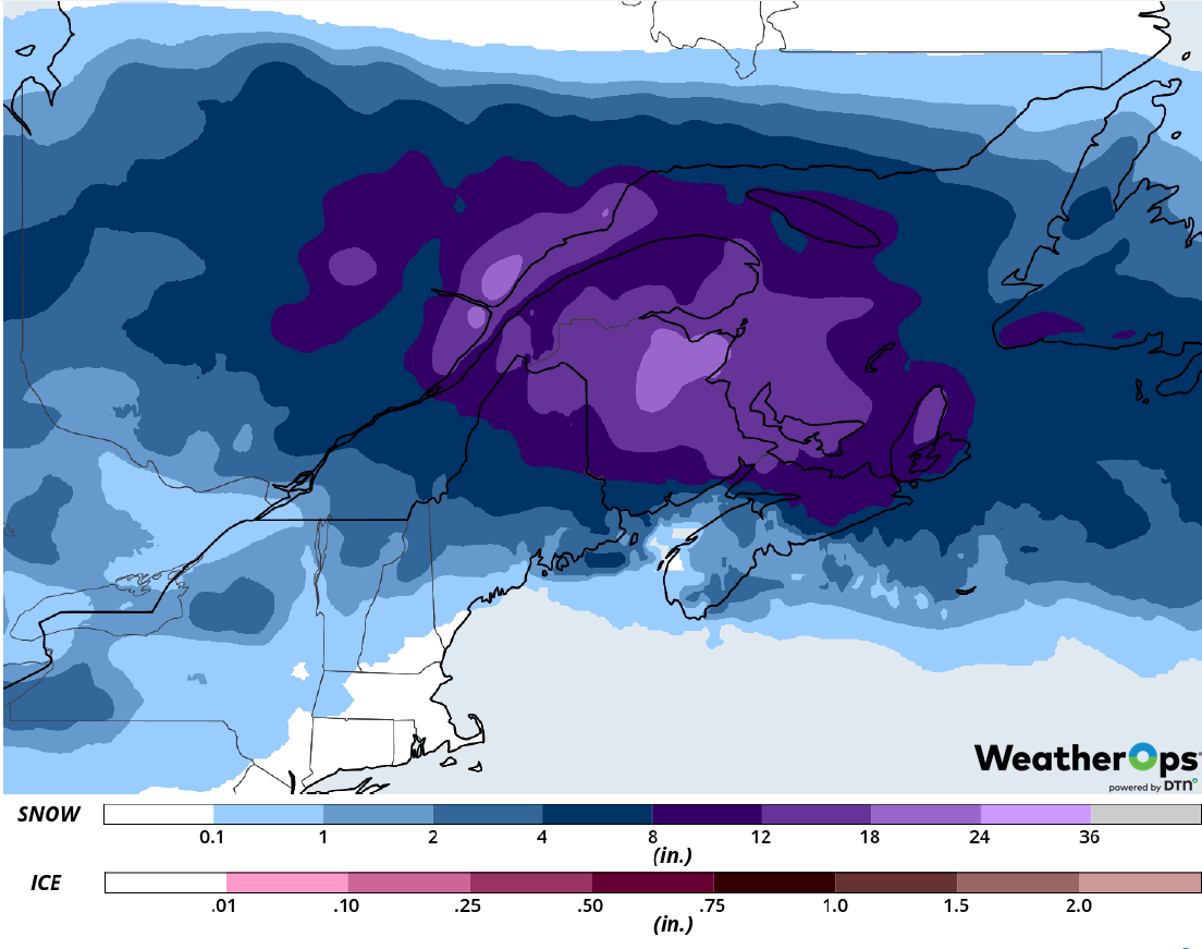 Snowfall Accumulation for Wednesday, February 13, 2019