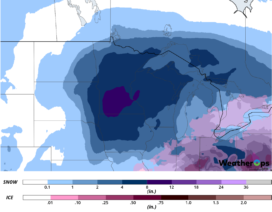 Snow Accumulation for Wednesday, February 20, 2019