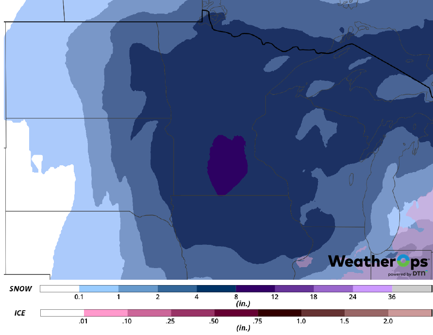 Snow Accumulation for Wednesday, February 20, 2019