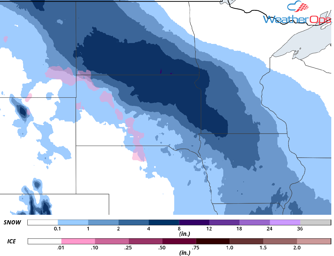 Snowfall Accumulation for April 8-9, 2018