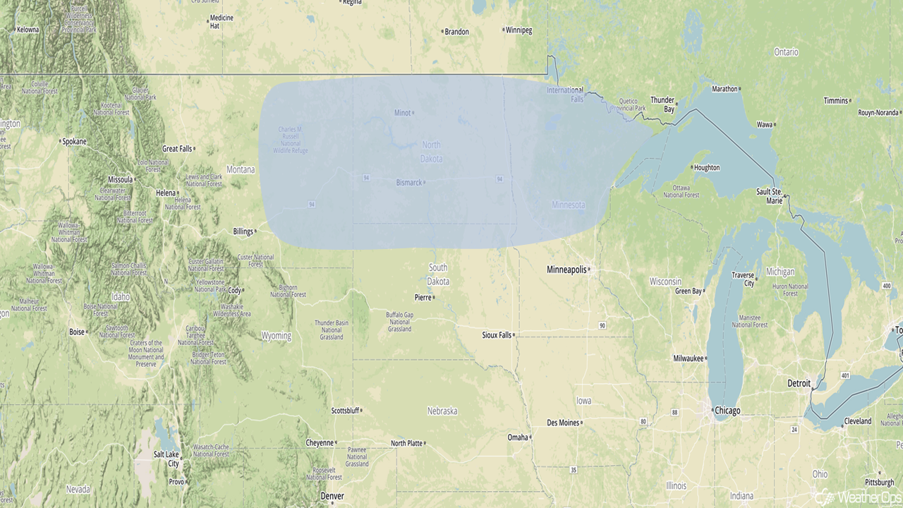Snowfall Risk Outline for Sunday, February 18, 2018