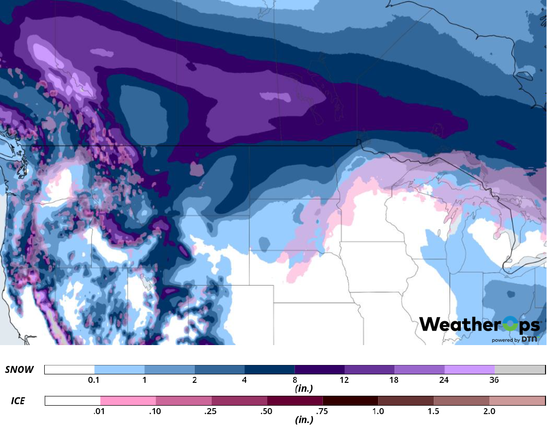 Snow Accumulation for Sunday, February 3, 2019