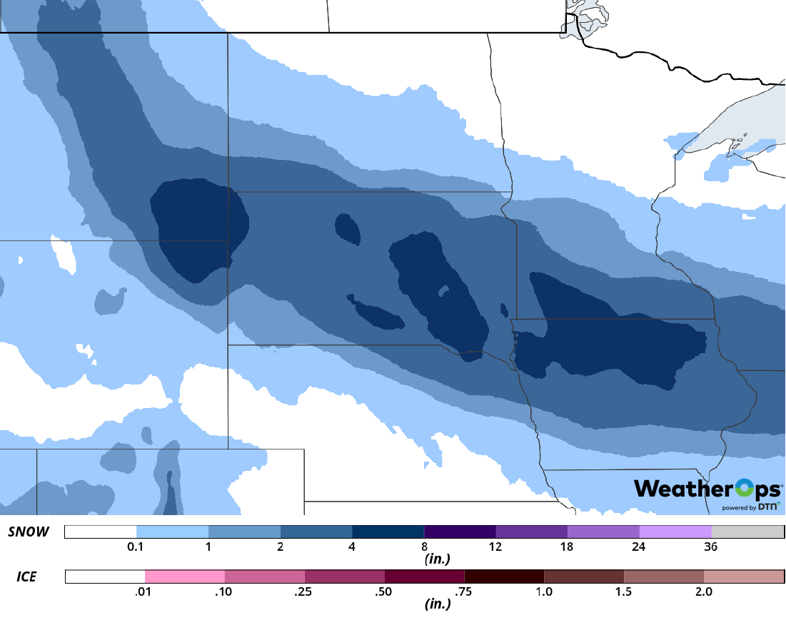 Snow Accumulation for February 16-17, 2019