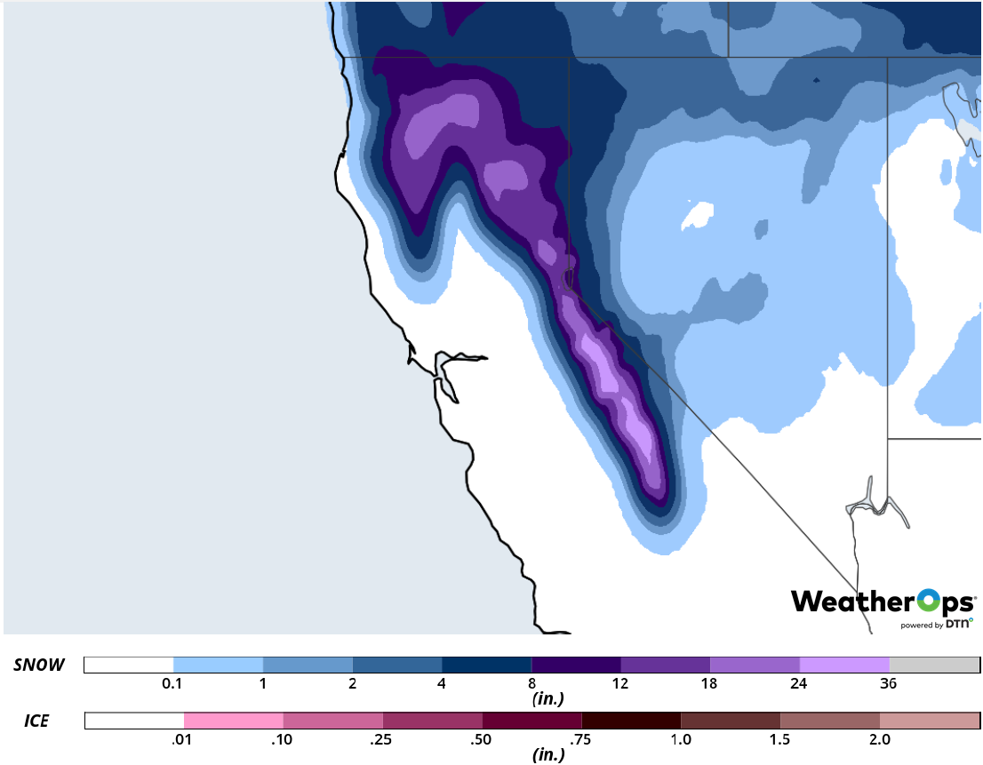 Snow Accumulation for Wednesday, February 13, 2019