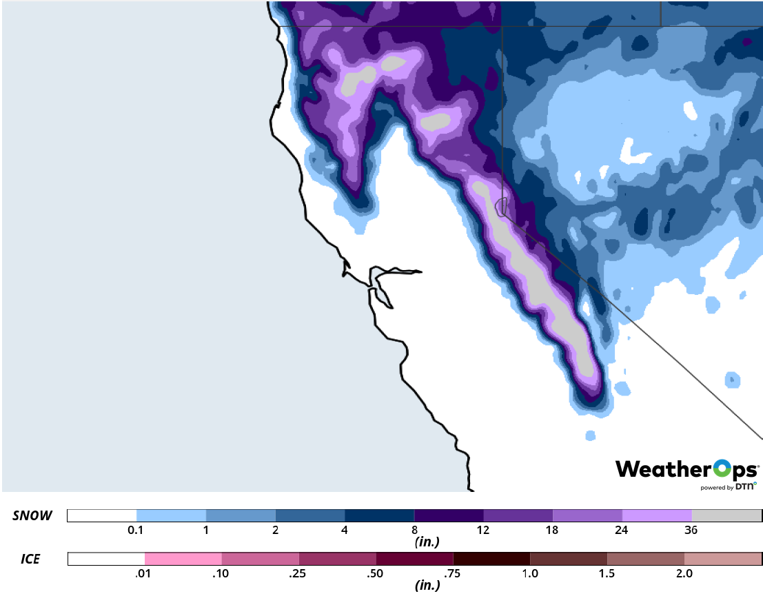 Snow Accumulation for February 13-14, 2019
