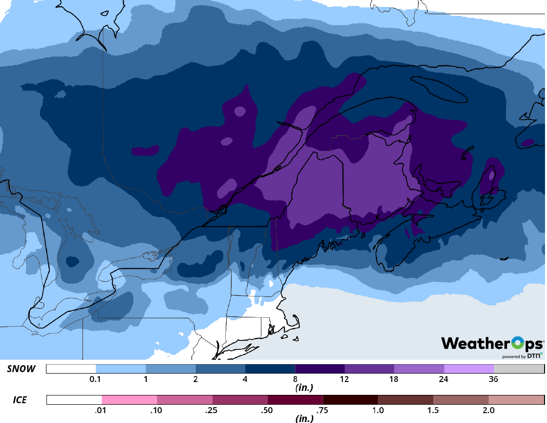 Snow Accumulation for Wednesday, February 12, 2019