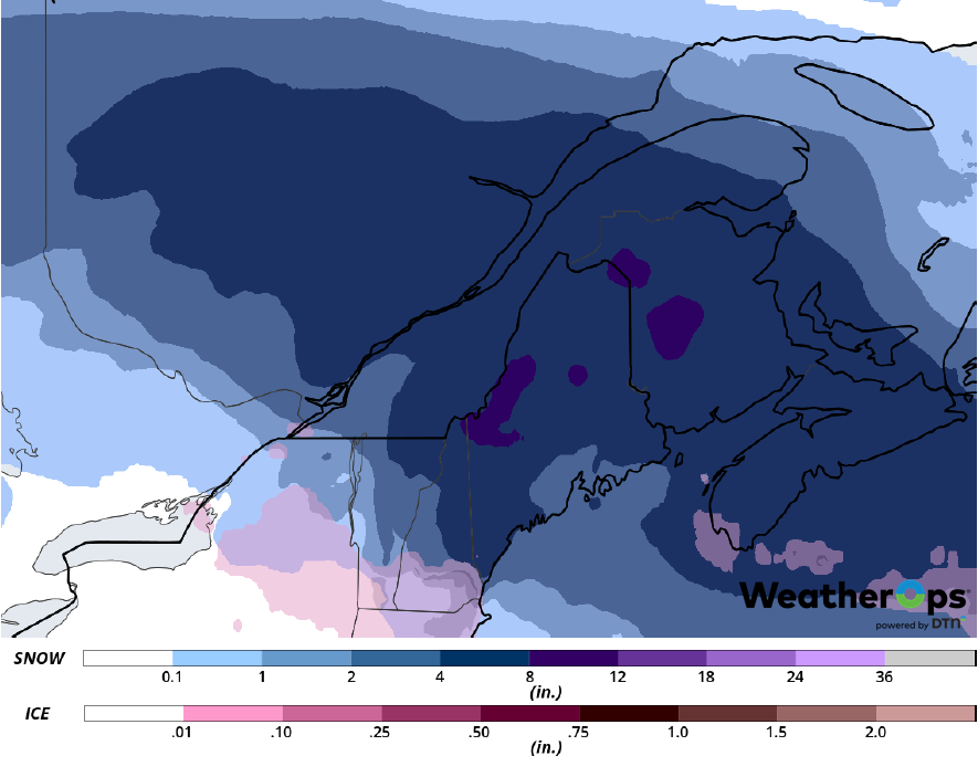 Snow Accumulation for Thursday, February 21, 2019