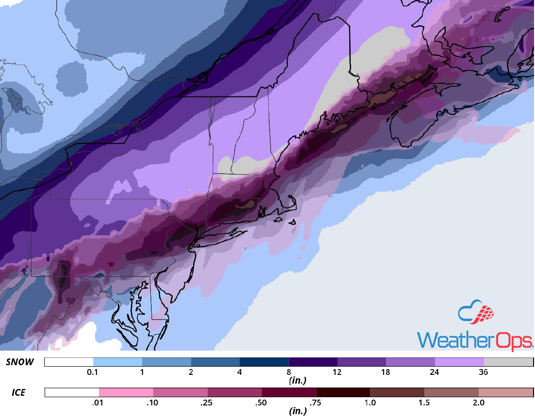 Snowfall Accumulation for January 19-20, 2019