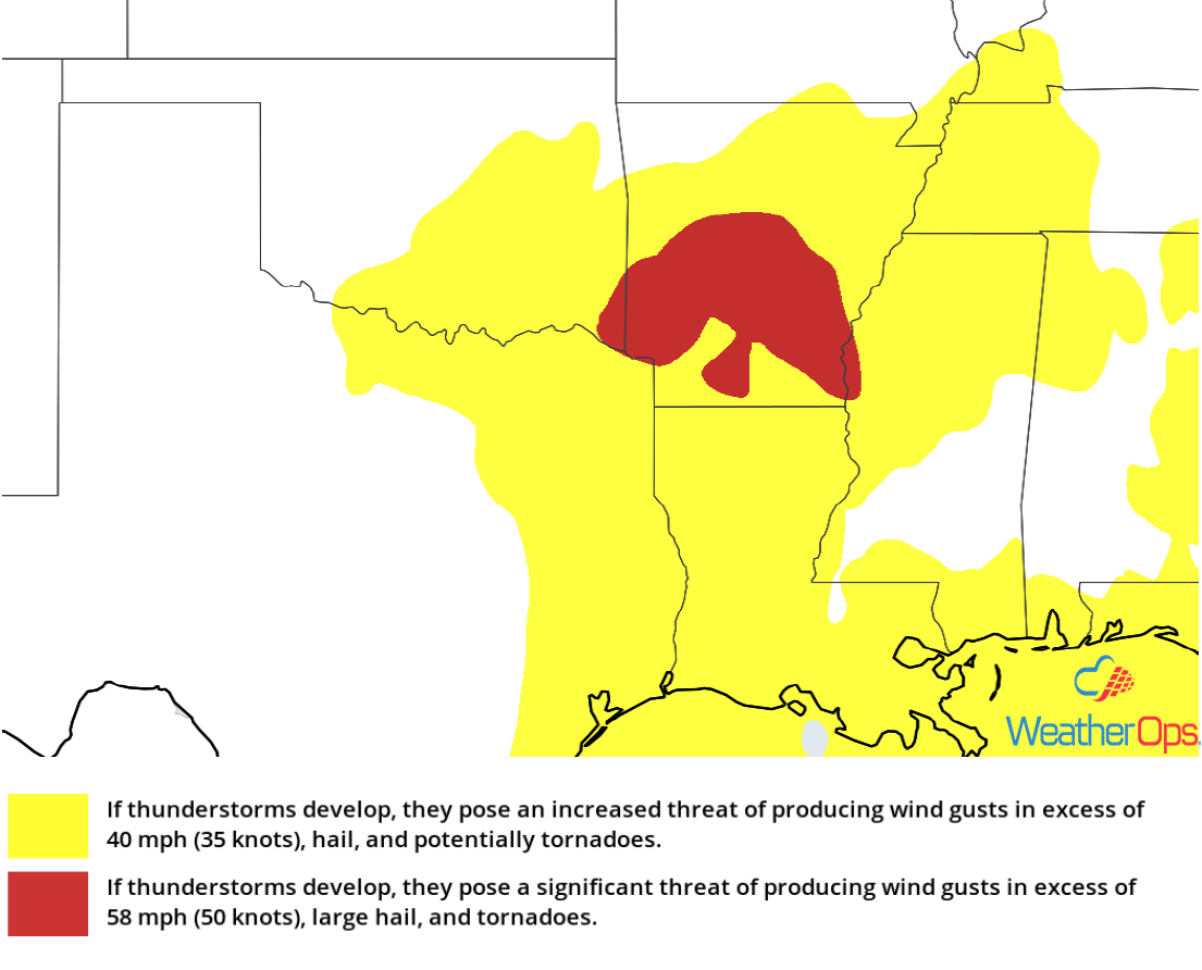 Thunderstorm Risk for Thursday, December 13, 2018