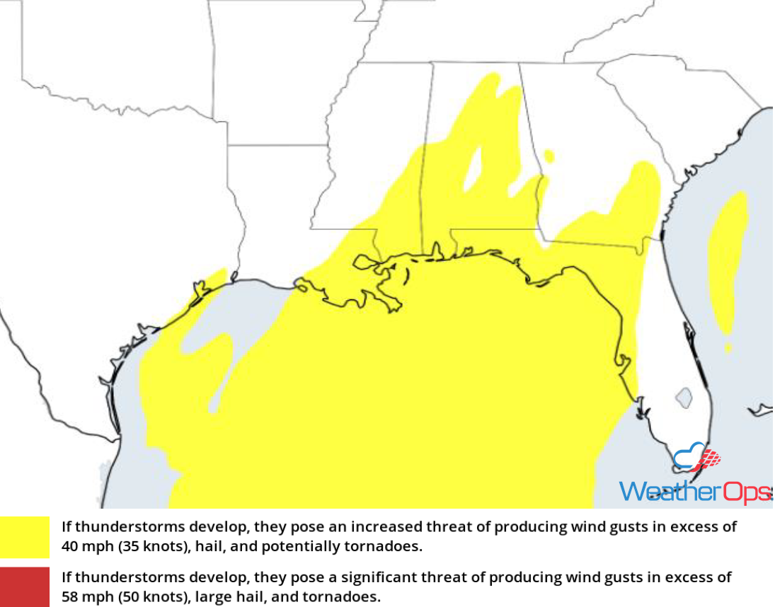 Thunderstorm Risk for Wednesday, January 23, 2019
