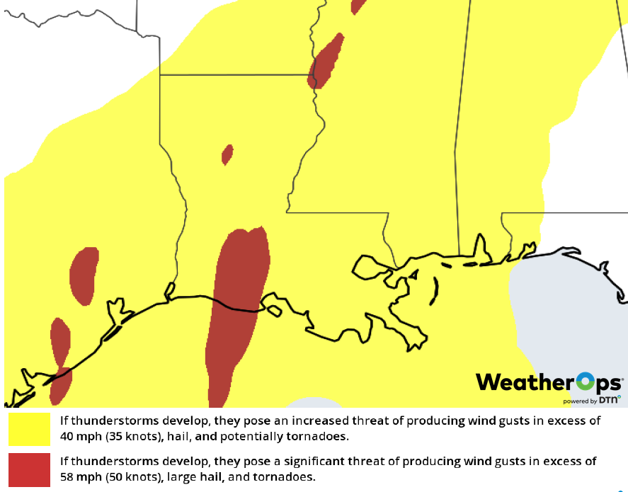 Thunderstorm Risk for Tuesday, February 19, 2019
