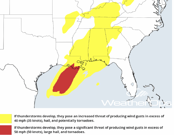 Thunderstorm Potential for Thursday, March 29, 2018