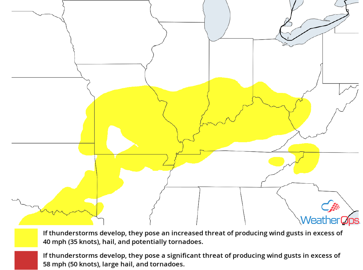 Thunderstorm Potential for Monday, April 2, 2018