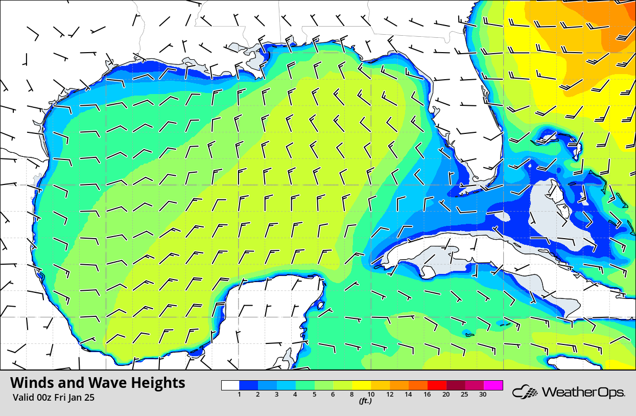 Winds and Waves 6pm CST Thursday, January 24, 2019