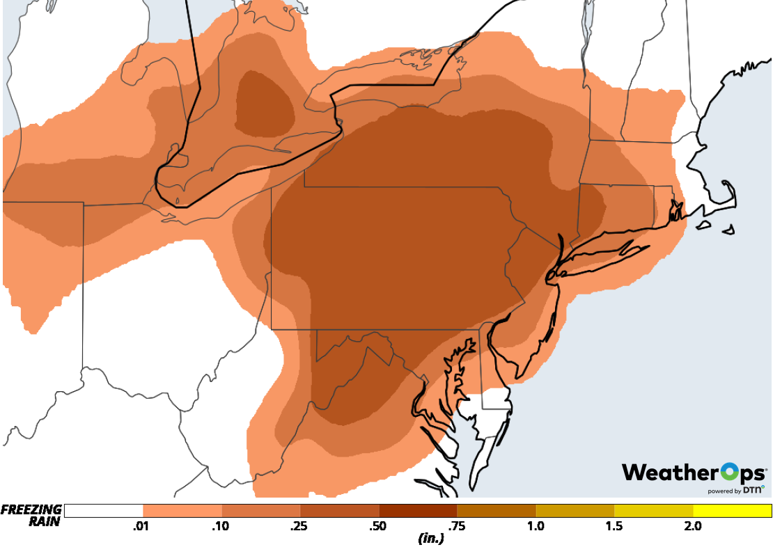 Freezing Rain Accumulation for February 11-12, 2019