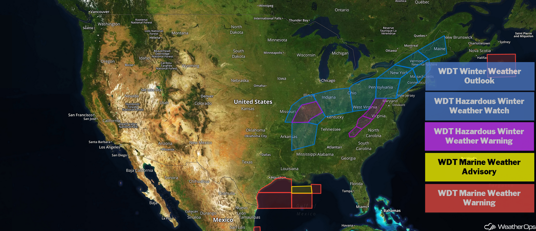 National Weather Summary for Wednesday, November 14, 2018